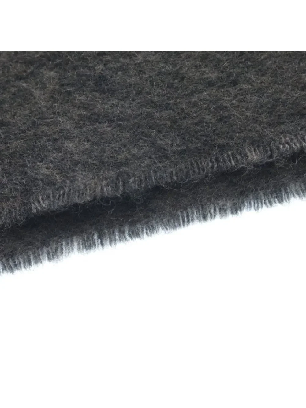 Hermes Logo Embroidery Cashmere Fringe Scarf Gray